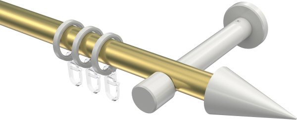 Gardinenstange Metall 20 mm Ø PRESTIGE - Savio Messing-Optik / Weiß 100 cm