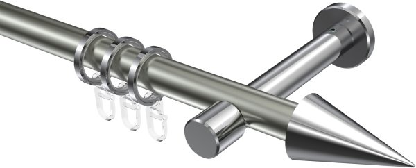 Gardinenstange Metall 20 mm Ø PRESTIGE - Savio Edelstahl-Optik / Chrom 100 cm