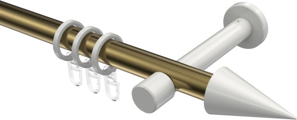 Gardinenstange Metall 20 mm Ø PRESTIGE - Savio Messing Antik / Weiß 100 cm