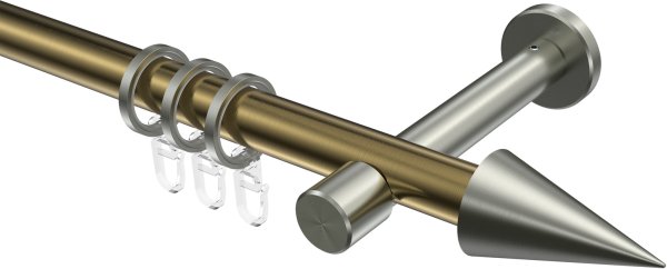 Gardinenstange Metall 20 mm Ø PRESTIGE - Savio Messing Antik / Edelstahl-Optik 100 cm
