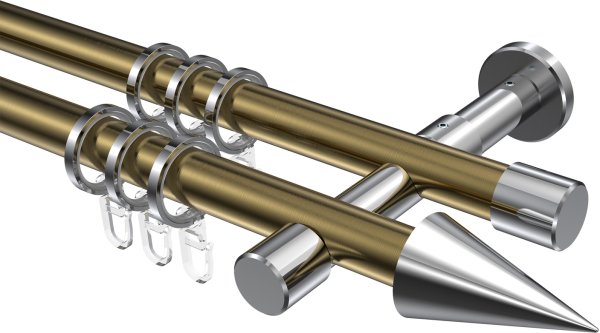 Gardinenstange Metall 20 mm Ø 2-läufig PRESTIGE - Savio Messing Antik / Chrom 100 cm
