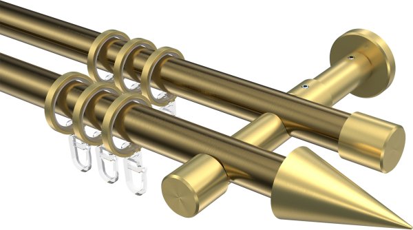 Gardinenstange Metall 20 mm Ø 2-läufig PRESTIGE - Savio Messing Antik / Messing-Optik 100 cm