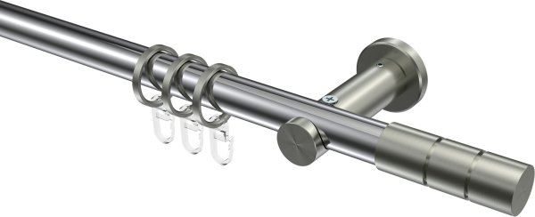 Gardinenstange Metall 20 mm Ø PLATON - Elanto Chrom / Edelstahl-Optik 100 cm