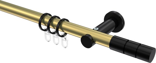 Gardinenstange Metall 20 mm Ø PLATON - Elanto Messing-Optik / Schwarz 100 cm
