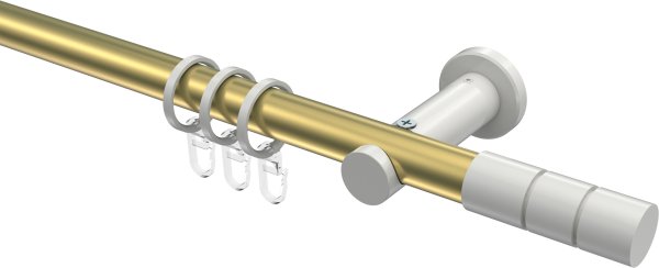 Gardinenstange Metall 20 mm Ø PLATON - Elanto Messing-Optik / Weiß 100 cm