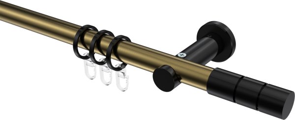 Gardinenstange Metall 20 mm Ø PLATON - Elanto Messing Antik / Schwarz 100 cm