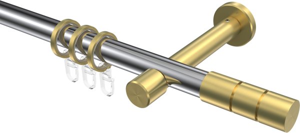 Gardinenstange Metall 20 mm Ø PRESTIGE - Elanto Chrom / Messing-Optik 100 cm