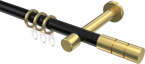 Gardinenstange Metall 20 mm Ø PRESTIGE - Elanto Schwarz / Messing-Optik 100 cm