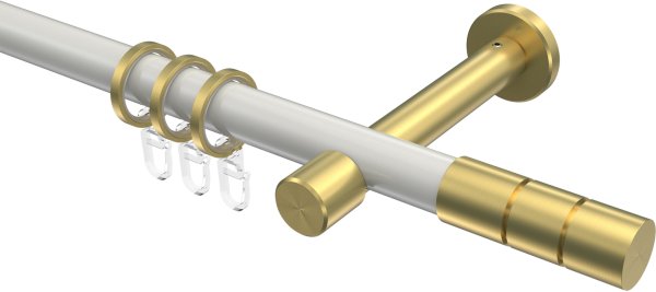 Gardinenstange Metall 20 mm Ø PRESTIGE - Elanto Weiß / Messing-Optik 100 cm