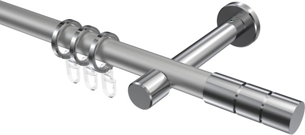 Gardinenstange Metall 20 mm Ø PRESTIGE - Elanto Silbergrau / Chrom 100 cm