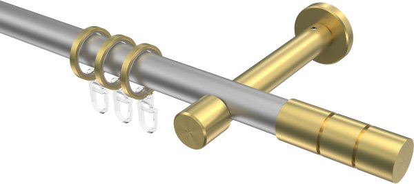 Gardinenstange Metall 20 mm Ø PRESTIGE - Elanto Silbergrau / Messing-Optik 100 cm