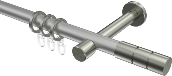 Gardinenstange Metall 20 mm Ø PRESTIGE - Elanto Silbergrau / Edelstahl-Optik 100 cm