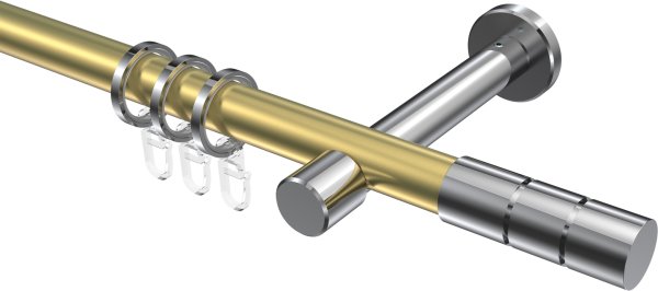 Gardinenstange Metall 20 mm Ø PRESTIGE - Elanto Messing-Optik / Chrom 100 cm