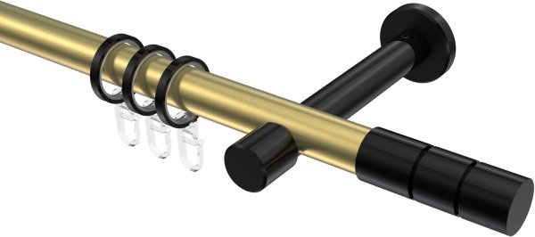 Gardinenstange Metall 20 mm Ø PRESTIGE - Elanto Messing-Optik / Schwarz 100 cm