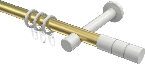 Gardinenstange Metall 20 mm Ø PRESTIGE - Elanto Messing-Optik / Weiß 100 cm