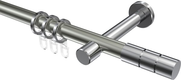 Gardinenstange Metall 20 mm Ø PRESTIGE - Elanto Edelstahl-Optik / Chrom 100 cm