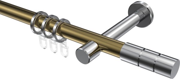 Gardinenstange Metall 20 mm Ø PRESTIGE - Elanto Messing Antik / Chrom 100 cm