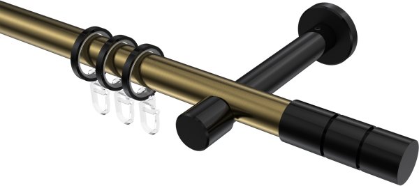 Gardinenstange Metall 20 mm Ø PRESTIGE - Elanto Messing Antik / Schwarz 100 cm