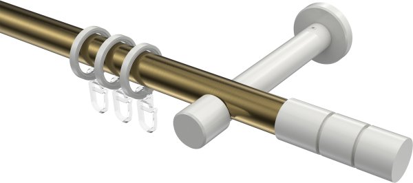 Gardinenstange Metall 20 mm Ø PRESTIGE - Elanto Messing Antik / Weiß 100 cm