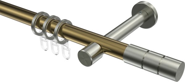 Gardinenstange Metall 20 mm Ø PRESTIGE - Elanto Messing Antik / Edelstahl-Optik 100 cm