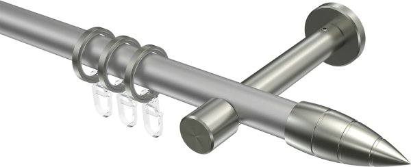 Gardinenstange Metall 20 mm Ø PRESTIGE - Samanto Silbergrau / Edelstahl-Optik 100 cm
