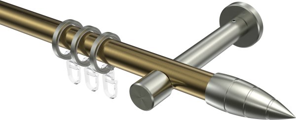 Gardinenstange Metall 20 mm Ø PRESTIGE - Samanto Messing Antik / Edelstahl-Optik 100 cm
