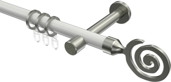 Gardinenstange Metall 20 mm Ø PRESTIGE - Galaxa Weiß / Edelstahl-Optik 100 cm