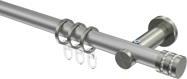 Gardinenstange Metall 20 mm Ø PLATON - Estana Silbergrau / Edelstahl-Optik 100 cm