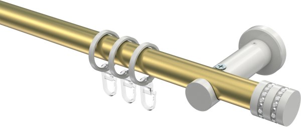 Gardinenstange Metall 20 mm Ø PLATON - Estana Messing-Optik / Weiß 100 cm