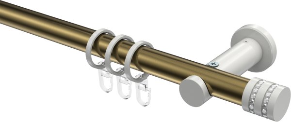 Gardinenstange Metall 20 mm Ø PLATON - Estana Messing Antik / Weiß 100 cm