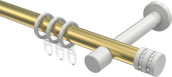 Gardinenstange Metall 20 mm Ø PRESTIGE - Estana Messing-Optik / Weiß 100 cm