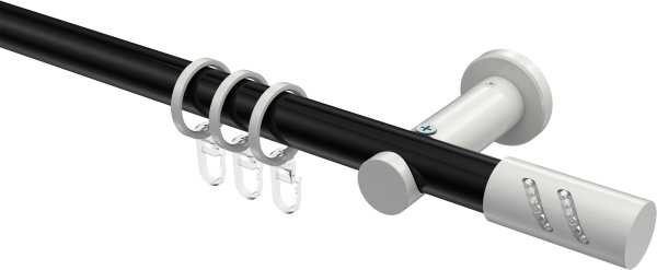 Gardinenstange Metall 20 mm Ø PLATON - Zoena Schwarz / Weiß 100 cm