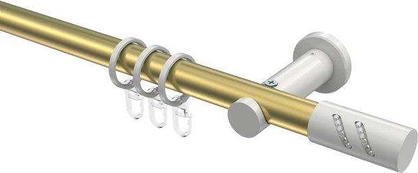 Gardinenstange Metall 20 mm Ø PLATON - Zoena Messing-Optik / Weiß 100 cm