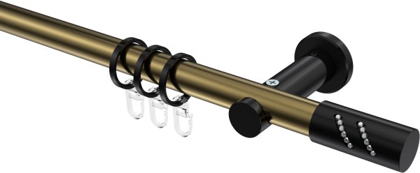 Gardinenstange Metall 20 mm Ø PLATON - Zoena Messing Antik / Schwarz 100 cm