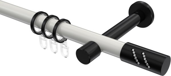 Gardinenstange Metall 20 mm Ø PRESTIGE - Zoena Weiß / Schwarz 100 cm