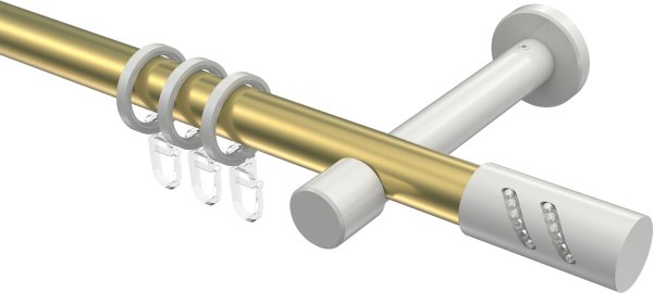 Gardinenstange Metall 20 mm Ø PRESTIGE - Zoena Messing-Optik / Weiß 100 cm