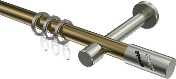 Gardinenstange Metall 20 mm Ø PRESTIGE - Zoena Messing Antik / Edelstahl-Optik 100 cm