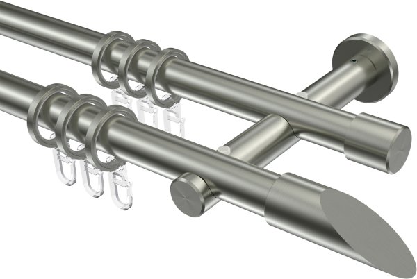 Gardinenstange Edelstahl 20 mm Ø 2-läufig TREND - Nevia 100 cm