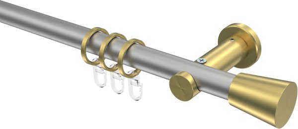 Gardinenstange Metall 20 mm Ø PLATON - Sitra Silbergrau / Messing-Optik 100 cm