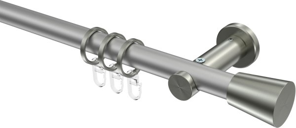 Gardinenstange Metall 20 mm Ø PLATON - Sitra Silbergrau / Edelstahl-Optik 100 cm