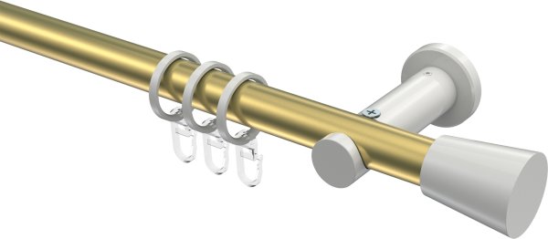 Gardinenstange Metall 20 mm Ø PLATON - Sitra Messing-Optik / Weiß 100 cm