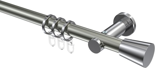 Gardinenstange Metall 20 mm Ø PLATON - Sitra Edelstahl-Optik / Chrom 100 cm