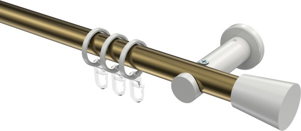 Gardinenstange Metall 20 mm Ø PLATON - Sitra Messing Antik / Weiß 100 cm