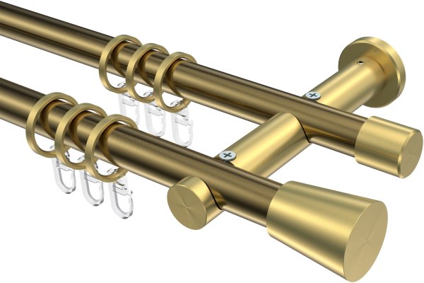 Gardinenstange Metall 20 mm Ø 2-läufig PLATON - Sitra Messing Antik / Messing-Optik 100 cm