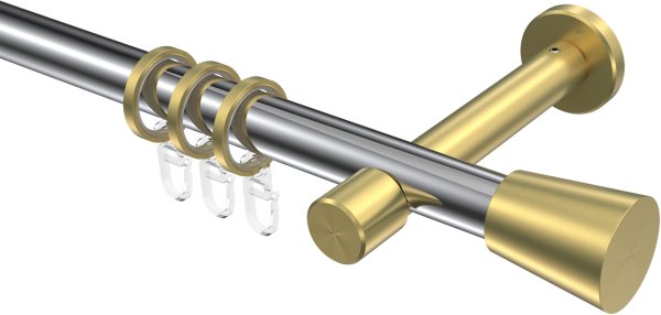 Gardinenstange Metall 20 mm Ø PRESTIGE - Sitra Chrom / Messing-Optik 100 cm