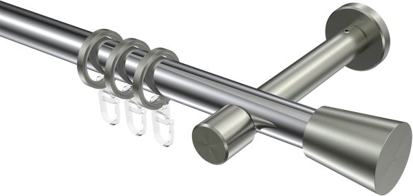 Gardinenstange Metall 20 mm Ø PRESTIGE - Sitra Chrom / Edelstahl-Optik 100 cm