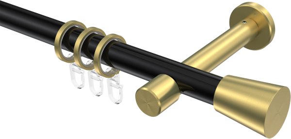Gardinenstange Metall 20 mm Ø PRESTIGE - Sitra Schwarz / Messing-Optik 100 cm