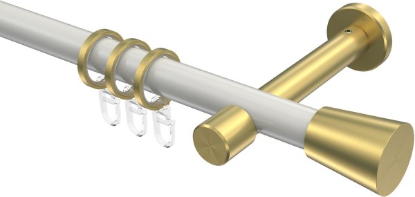 Gardinenstange Metall 20 mm Ø PRESTIGE - Sitra Weiß / Messing-Optik 100 cm