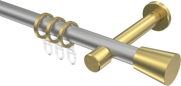 Gardinenstange Metall 20 mm Ø PRESTIGE - Sitra Silbergrau / Messing-Optik 100 cm