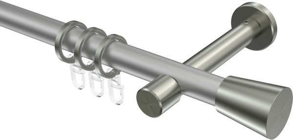 Gardinenstange Metall 20 mm Ø PRESTIGE - Sitra Silbergrau / Edelstahl-Optik 100 cm